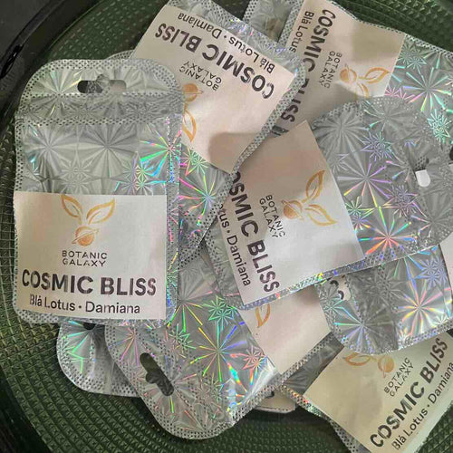 Snygga förpackningar med örtmix kapslar blå lotus damiana – slipp slaskvatten, smidigt val.